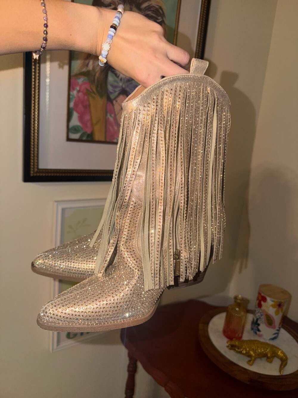 Jessica Simpson Paredisa Rhinestone Fringe Cowboy Booties - Picture 12 of 12